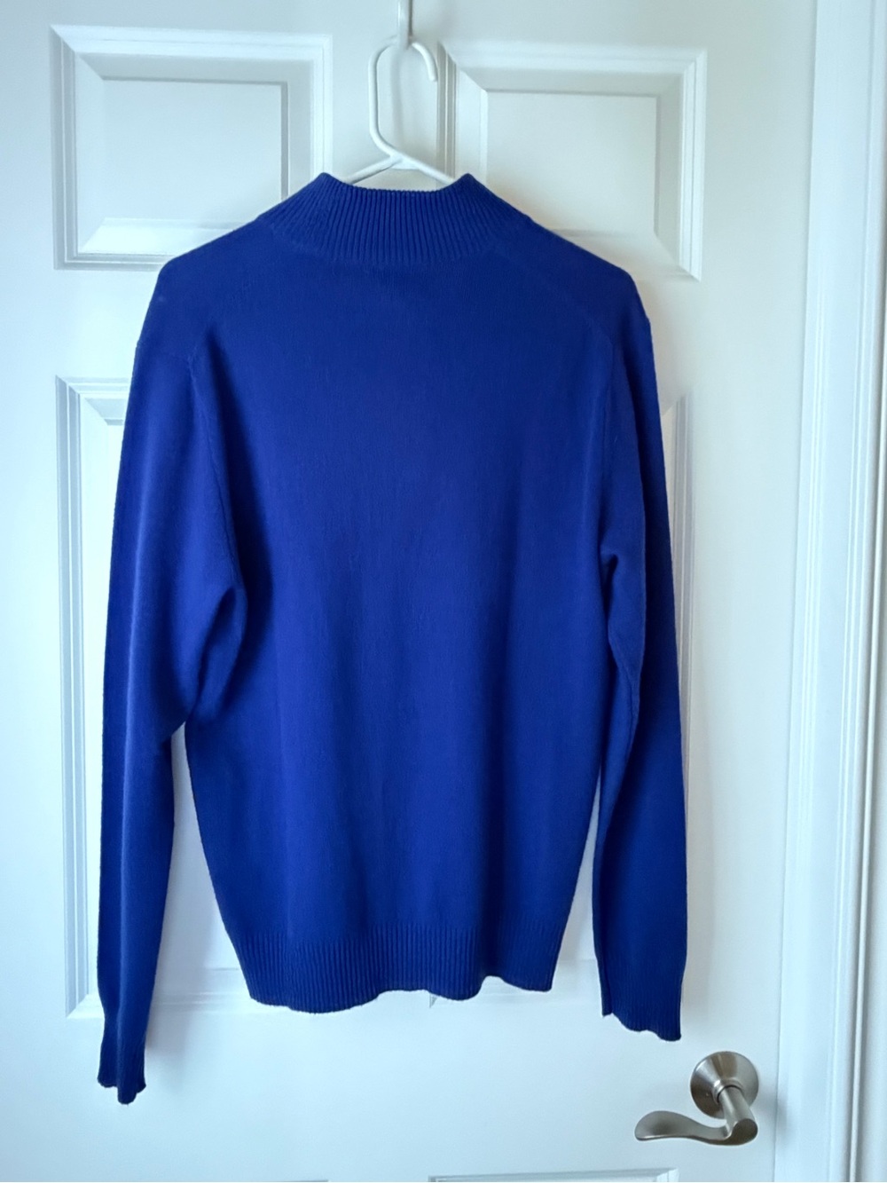 Qi Cashmere Men's Royal Blue 100% Cashmere Quarter Zip Sweater Size Large - Picture 5 of 7